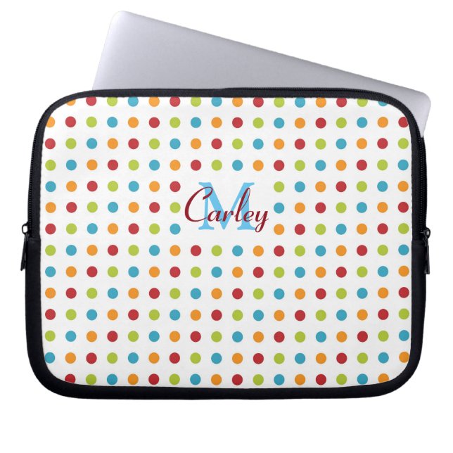 Farbige Polka Dots Personalisiert Laptopschutzhülle (Vorderseite)