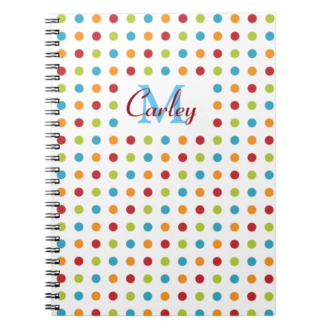 Farbige Polka Dots Personalisiert Notizblock (Vorderseite)