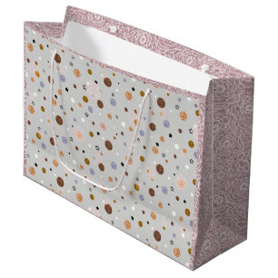 Farbige Polka-Punkte auf Grau. Große Geschenktasch Geschenktüte