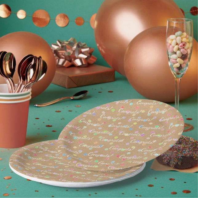 Farbige Polka-Punkte auf Imitate Kraft Papier Hint Pappteller (Multi)