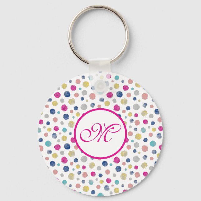 farbige Polka-Punkte Schlüsselanhänger (Vorderseite)