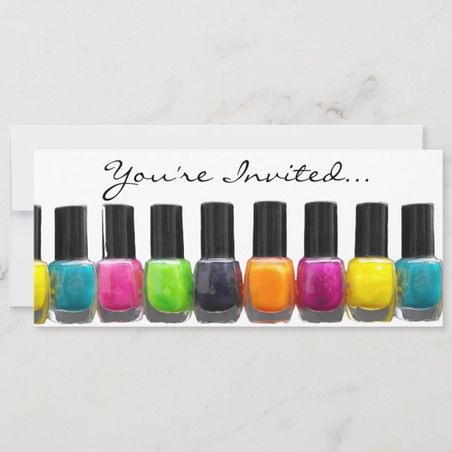 Farbige polnische Nail-Flaschen, Nail Salon Einladung (Vorderseite)