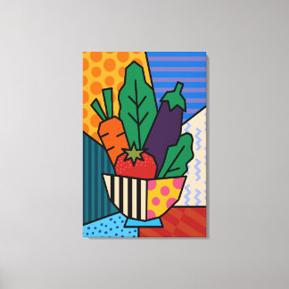 Farbige Pop-Art-Gemüse-Leinwand | Retro-Küche Leinwanddruck
