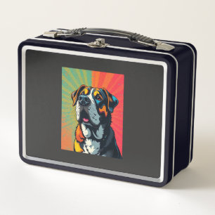 Farbige Pop-Art-Hunde-Illustration Fetter & Lusti Metall Brotdose