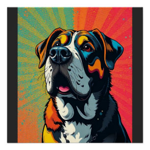 Farbige Pop-Art-Hunde-Illustration  Kräftige & lus Poster