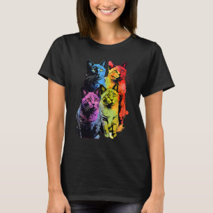 Farbige Pop-Art-Katzen Design Katzenliebhaber, Kat T-Shirt