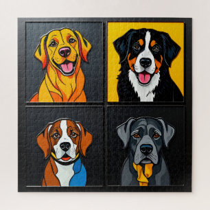 Farbige Pop-Art-Porträts von niedlichen Hunden