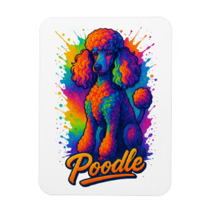 Farbige Pop-Art-Pudel-Hund-Illustration – Lebendig Magnet