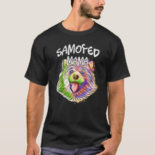 Farbige Pop Portrait Samoyed Dog Mama Mama Mother' T-Shirt