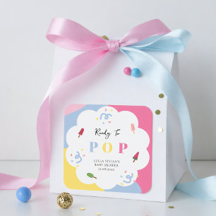 Farbige Popsicle Ready to Pop Baby-Einweihungspart Quadratischer Aufkleber