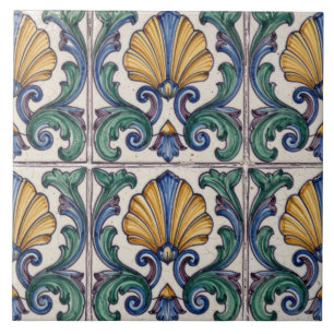 Farbige portugiesische Azulejo-Schalen- und Rollka Fliese