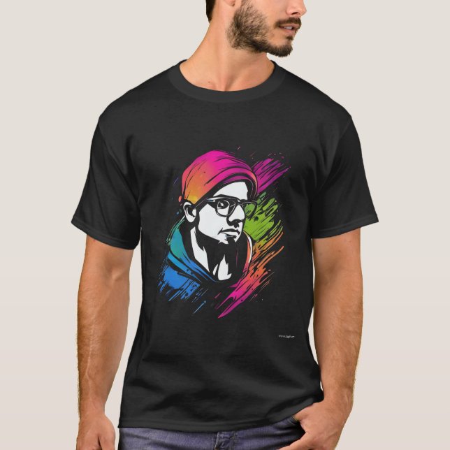 Farbige Programmierer-Porträt-Illustration – Creat T-Shirt (Vorderseite)