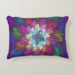 Farbige psychedelische Blumen-Abstract-Fraktal-Kun Dekokissen