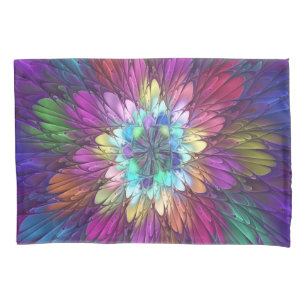 Farbige psychedelische Blumen-Abstract-Fraktal-Kun Kissenbezug