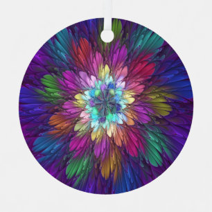 Farbige psychedelische Blumen-Abstract-Fraktal-Kun Ornament Aus Metall