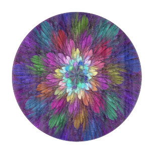 Farbige psychedelische Blumen-Abstract-Fraktal-Kun Schneidebrett