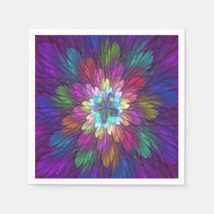 Farbige psychedelische Blumen-Abstract-Fraktal-Kun Serviette