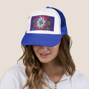 Farbige psychedelische Blumen-Abstract-Fraktal-Kun Truckerkappe