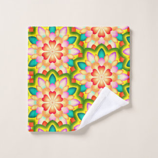 Farbige psychedelische Blumen-Mandala - Lebendige Badhandtuch Set