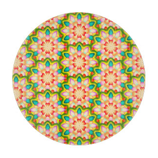 Farbige psychedelische Blumen-Mandala - Lebendige Schneidebrett