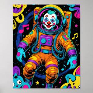 Farbige psychedelische Clown-Astronaut-Kunst Poster