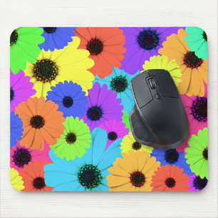 Farbige psychedelische Gänseblümchen-Blumenmuster Mousepad