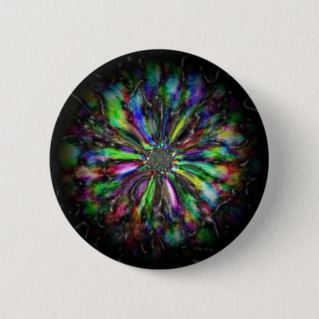 Farbige psychedelische Skizze einer Blume Button (Vorderseite)