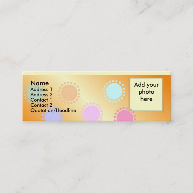 Farbige Punkt-dünne Foto-Visitenkarte Mini Visitenkarte (Vorderseite)