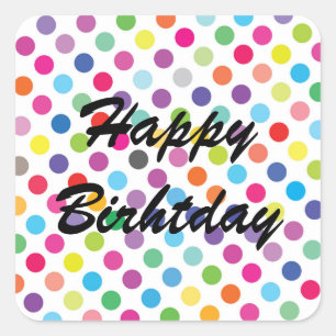 Farbige Punkte - Happy Birthday Sticker