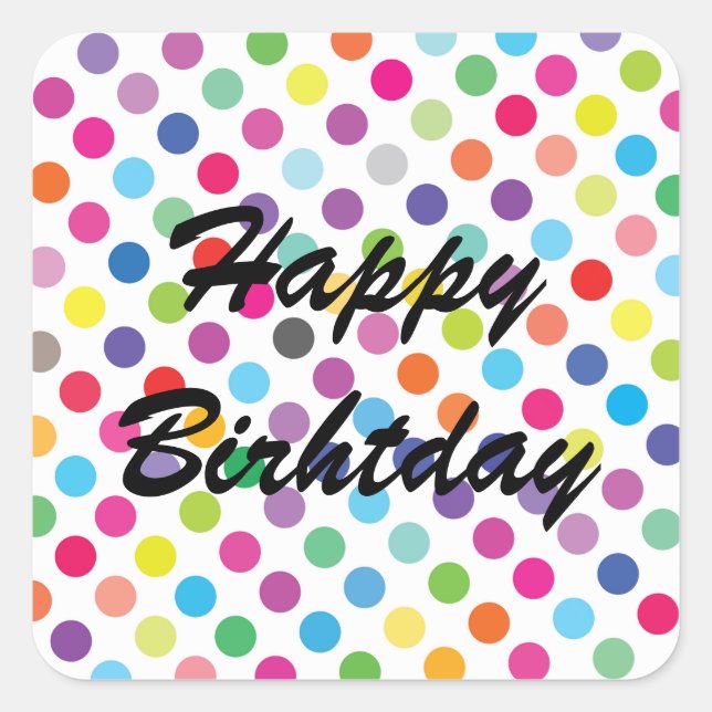 Farbige Punkte - Happy Birthday Sticker (Vorderseite)
