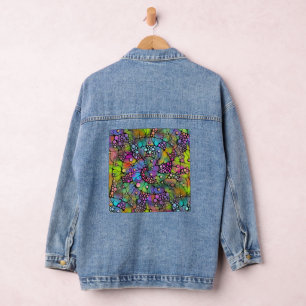 Farbige Punkte Spiralen Handbemalung 2 Jeansjacke