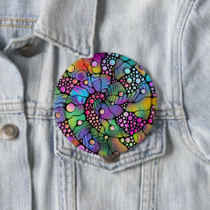 Farbige Punkte Spiralen Handmalerei 1 Button