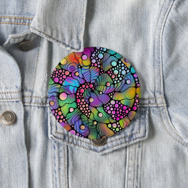 Farbige Punkte Spiralen Handmalerei 1 Button (Beispiel)