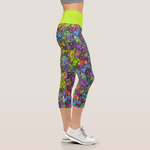 Farbige Punkte Spiralen Handmalerei 1 Capri Leggings