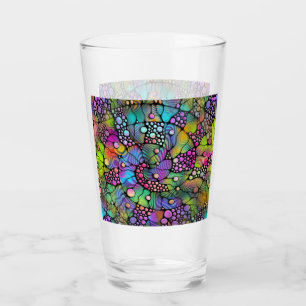 Farbige Punkte Spiralen Handmalerei 1 Glas