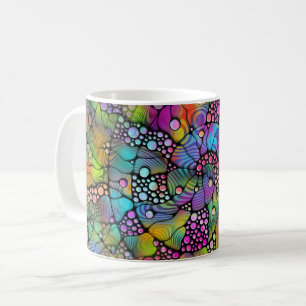 Farbige Punkte Spiralen Handmalerei 1 Kaffeetasse