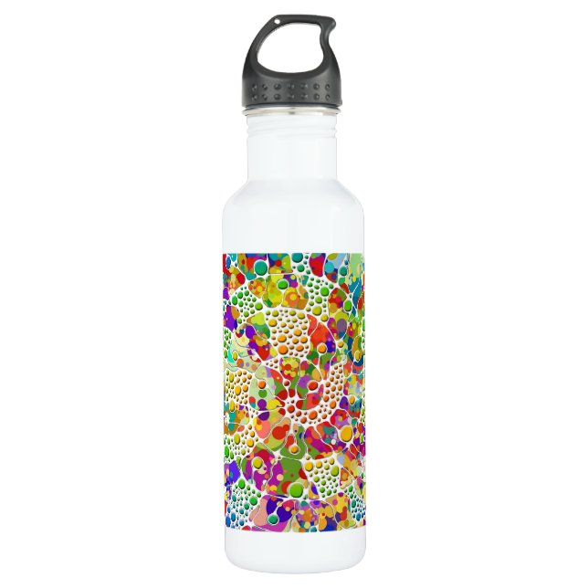 Farbige Punkte Spiralen Handmalerei 2 Edelstahlflasche (Vorderseite)