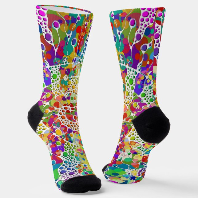 Farbige Punkte Spiralen Handmalerei 2 Socken (Gewinkelt)
