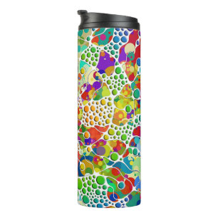 Farbige Punkte Spiralen Handmalerei 2 Thermosbecher