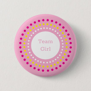 Farbige Punkte-Team-Mädchen-Geschlecht- Enthüllung Button