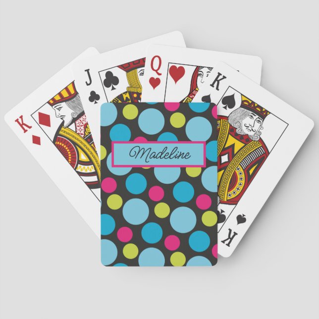 Farbige Punkte trendy Circles Muster Whimsical Spielkarten (Rückseite)