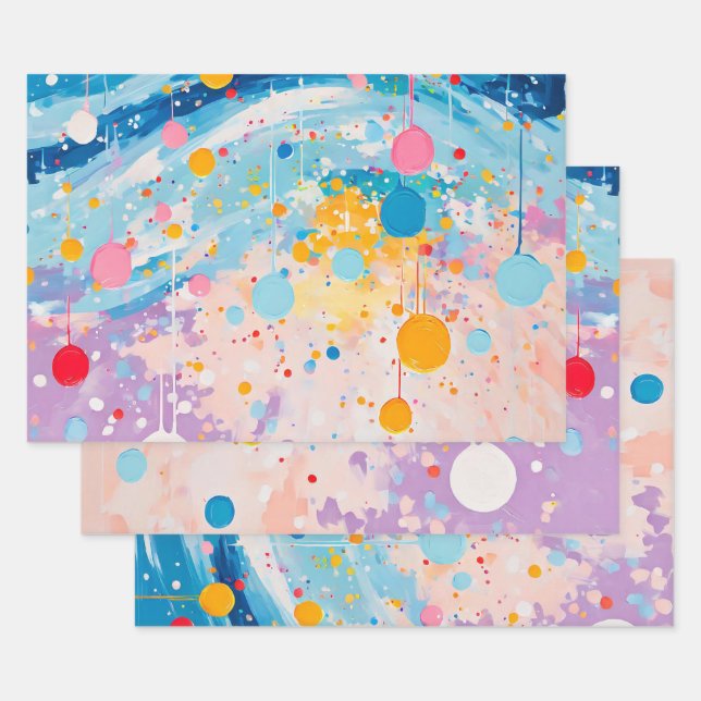 Farbige Punkte Tropfen Spritzer Scrapbook Paper Geschenkpapier Set (Set)