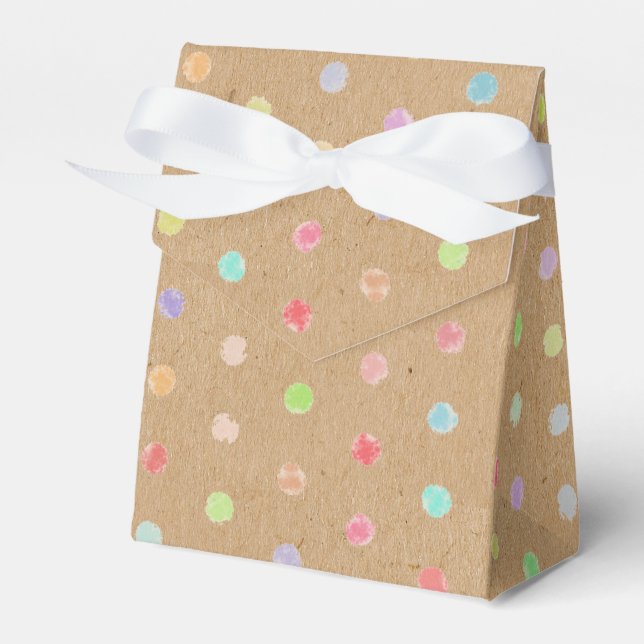 Farbige Punktmuster auf rustikalen Imitaten braune Geschenkschachtel (Vorderseite)