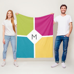 Farbige Quadranten Sommerfarben MONOGRAMM Fleecedecke