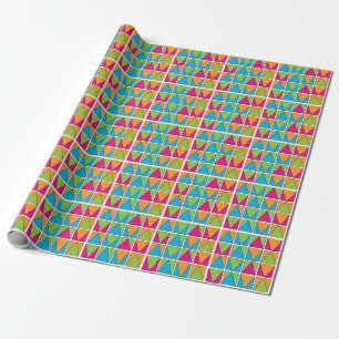 Farbige Quadrat-Dreieck-Geometrie Geschenkpapier