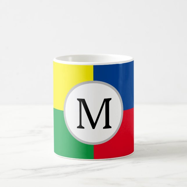 Farbige Quadrate benutzerdefinierte Monogramm Kaffeetasse (Mittel)