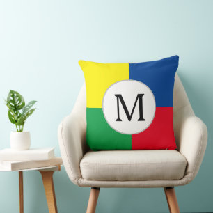 Farbige Quadrate benutzerdefinierte Monogramm Kissen