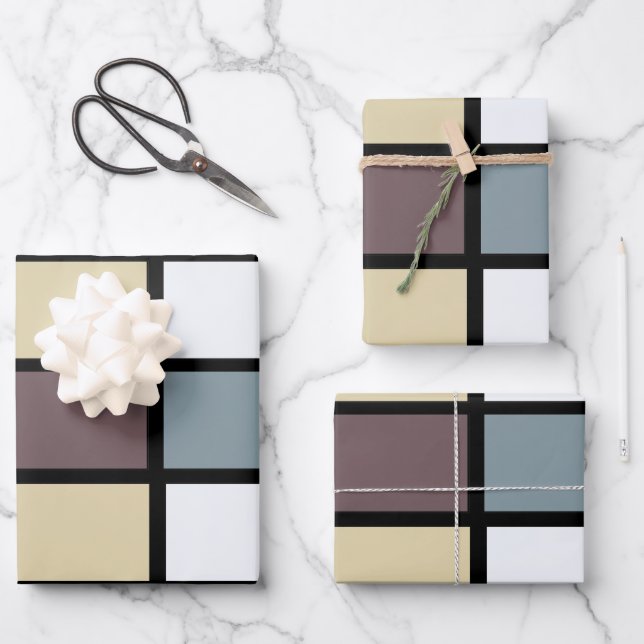 Farbige Quadrate geometrisch Geschenkpapier Set (Vorderseite)