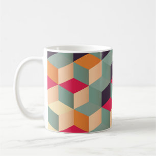 Farbige Quadrate, geometrisches Retro-Muster. Kaffeetasse