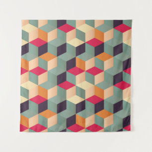 Farbige Quadrate, geometrisches Retro-Muster. Wandteppich